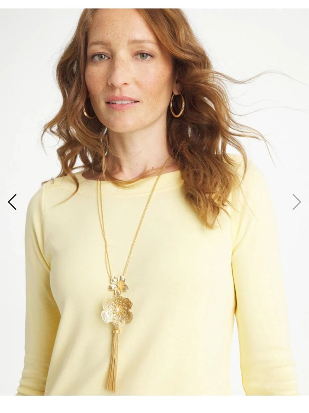 New Chico's Filigree Flower Tassel Necklace